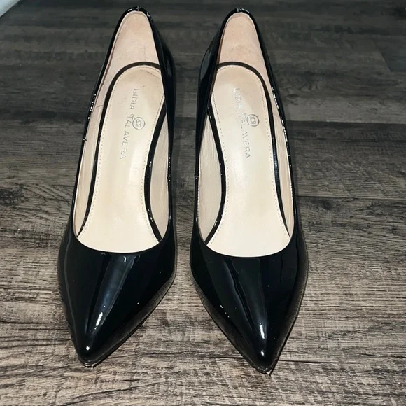 Shiny Black Lidia Talavera Heels US10 - Picture 2 of 9